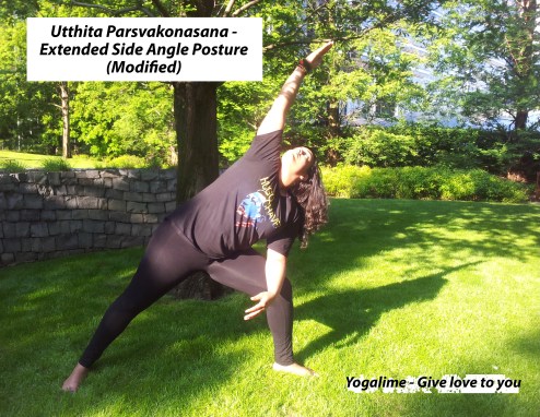 Side angle posture, utthita parsvakonasana at yogalime 